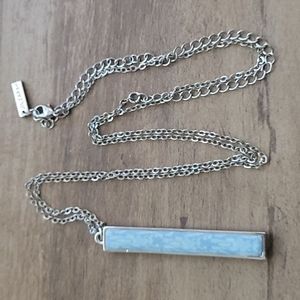 Jil Zarah reversible bar blue/purple clay necklace.